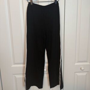 Crescent Black Track Pants with White Accents